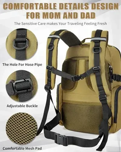 SHARKMOUTH Dad uchun harbiy taglik sumkasi: Tashqi otalar uchun izolyatsiyalangan almashtirish yostig'i bilan taktik chaqaloq ryukzaki - MOLLE webbing va lager sayohatlari uchun 900D Polyester - 4