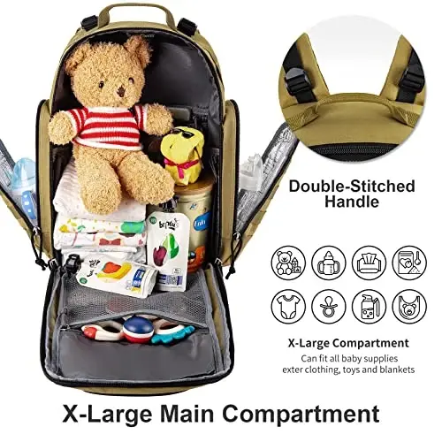 SHARKMOUTH Diaper Bag Backpack for Dad and Mom, Military Molle diaper Pack with Insulated Bottle Holders and Wipe Pocket - 2