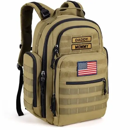 SHARKMOUTH Diaper Bag Backpack for Dad and Mom, Military Molle diaper Pack with Insulated Bottle Holders and Wipe Pocket - 6