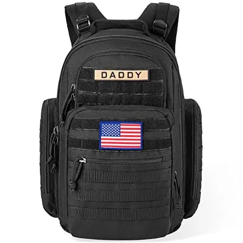 SHARKMOUTH Diaper Bag Backpack for Dad and Mom, Military Molle diaper Pack with Insulated Bottle Holders and Wipe Pocket 