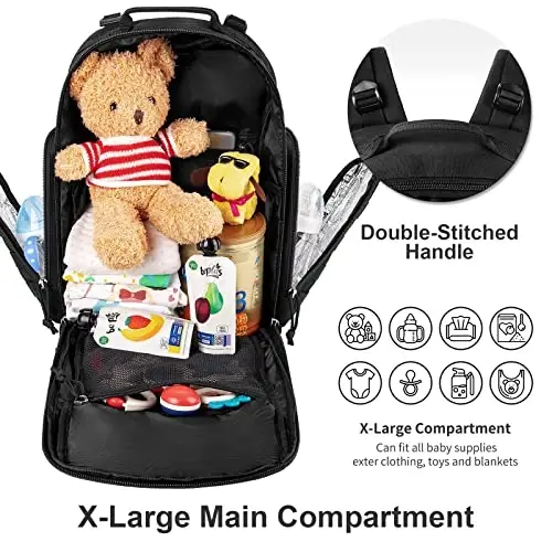SHARKMOUTH Diaper Bag Backpack for Dad and Mom, Military Molle diaper Pack with Insulated Bottle Holders and Wipe Pocket - 3