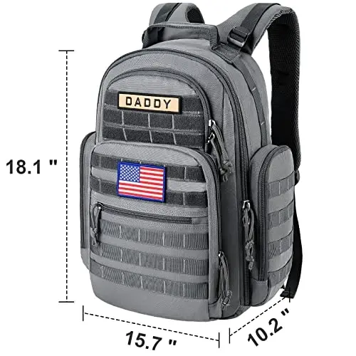 SHARKMOUTH Diaper Bag Backpack for Dad and Mom, Military Molle diaper Pack with Insulated Bottle Holders and Wipe Pocket - 4