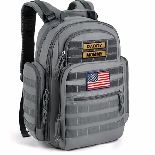 SHARKMOUTH Diaper Bag Backpack for Dad and Mom, Military Molle diaper Pack with Insulated Bottle Holders and Wipe Pocket - 6