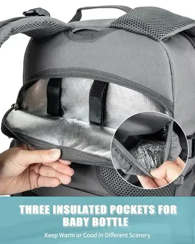 SHARKMOUTH Military Diaper Bag for Dad: Large Insulated Baby Bag with MOLLE System & Changing Pad for Tactical Dads - 900D Polyester for Outdoor Travel Camping Park Trips - 3