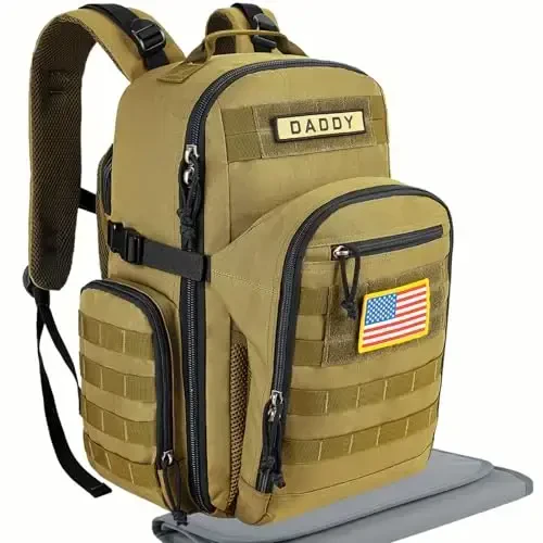 SHARKMOUTH Military Diaper Bag for Dad: Tactical Baby Backpack with Insulated Changing Pad for Outdoor Dads - MOLLE Webbing & 900D Polyester for Camping Hiking Travel - 7