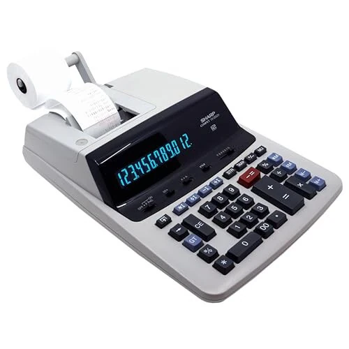 Sharp 12-Digit Print Calculator Desktop Size Adding Machine, Perfect for Everyday Use and Office, Bright, Large Easy-to-Read Numbers on Both the Display and the Two-ColorPrinted Tape (VX-2652H) - Sharp (1)
