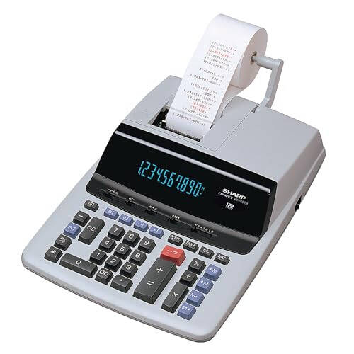 Sharp 12-Digit Print Calculator Desktop Size Adding Machine, Perfect for Everyday Use and Office, Bright, Large Easy-to-Read Numbers on Both the Display and the Two-ColorPrinted Tape (VX-2652H) - 1
