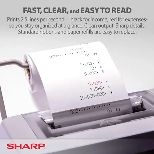 Sharp EL-1801V Ink Printing Calculator, Fluorescent Display, AC, Off-White - 2