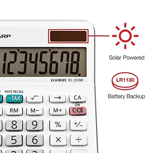 Sharp EL-310WB Calculator, White 3.125, 3.38 x 4.75 x 1.0 inches - 4