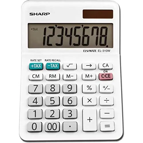 Sharp EL-310WB Calculator, White 3.125, 3.38 x 4.75 x 1.0 inches - 1