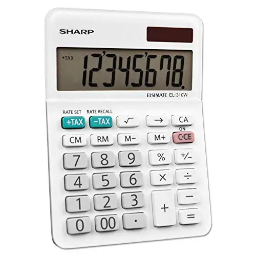Sharp EL-310WB Calculator, White 3.125, 3.38 x 4.75 x 1.0 inches - 2