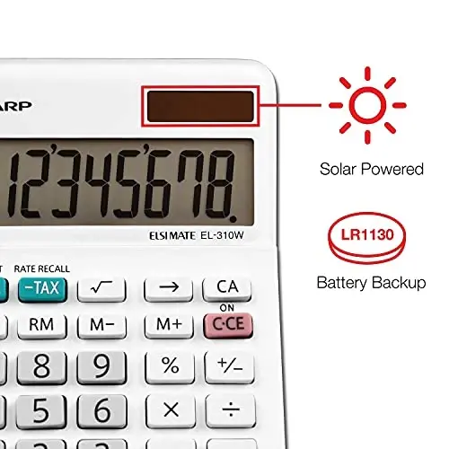 Sharp EL-310WB Calculator, White 3.125, 3.38 x 4.75 x 1.0 inches - 4