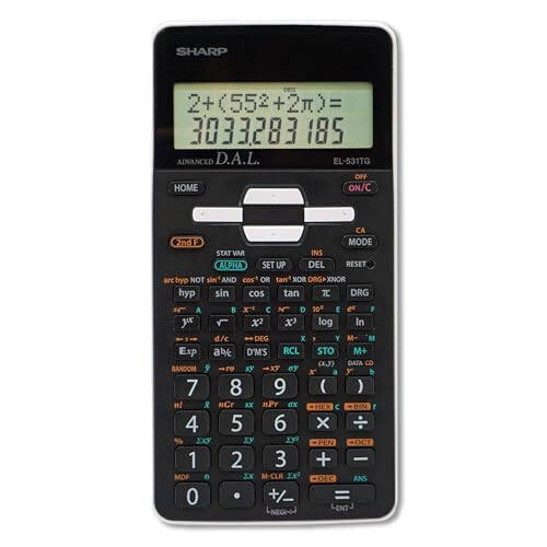 Sharp EL-531TGBBW 12-Digit Scientific/Engineering Calculator with Protective Hard Cover, Battery and Solar Hybrid Powered LCD Display, Great for Students and Professionals, Black,Black and White - 1