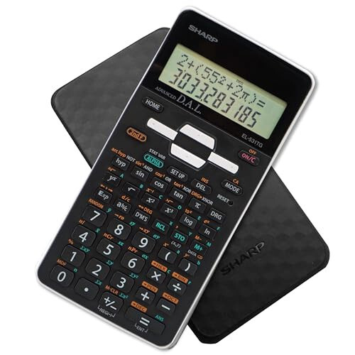 Sharp EL-531TGBBW Himoyalanuvchi qattiq qoplamali, batareya va quyosh quvvatidan foydalanadigan LCD displeyli, talabalar va mutaxassislar uchun a'lo 12 xonali ilmiy/muhandislik kalkulyatori, qora, qora va oq - Sharp (1)