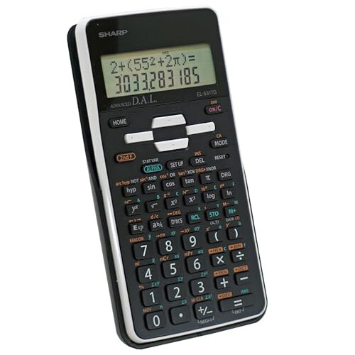 Sharp EL-531TGBBW Himoyalanuvchi qattiq qoplamali, batareya va quyosh quvvatidan foydalanadigan LCD displeyli, talabalar va mutaxassislar uchun a'lo 12 xonali ilmiy/muhandislik kalkulyatori, qora, qora va oq - 3