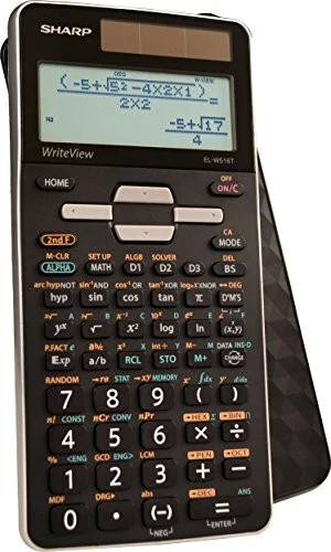 Sharp EL-W516TBSL 16-Digit Advanced Scientific Calculator with WriteView 4 Line Display, Battery and Solar Hybrid Powered LCD Display, Black & White, Black and Silver, Model Number: ELW516TBSL, Large - Sharp (1)