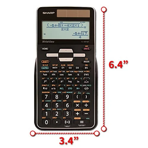 Sharp EL-W516TBSL 16-Digit Advanced Scientific Calculator with WriteView 4 Line Display, Battery and Solar Hybrid Powered LCD Display, Black & White, Black and Silver, Model Number: ELW516TBSL, Large - 3