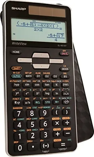 Sharp EL-W516TBSL 16 xonali fan ilg'iyoyt ilmiy kalkulyator WriteView 4 qatorli displey, batareya va quyosh bilan quvvatlanadigan LCD displey, oq-qora, qora va kumush, Model raqami: ELW516TBSL, Katta - 2