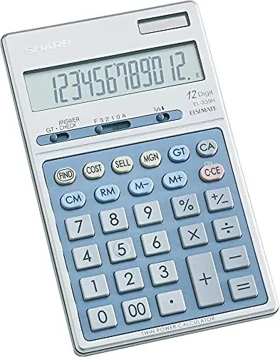 Sharp EL339HB Semi-Desk Executive Metal Top 12-Digit Calculator - 2