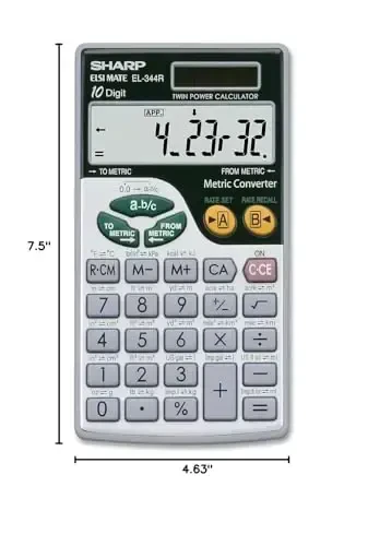 Sharp EL344RB 10-Digit Calculator with Punctuation, Metric Converter, Solar Powered LCD Display, Small Pocket Calculator for Students and Professionals - 2