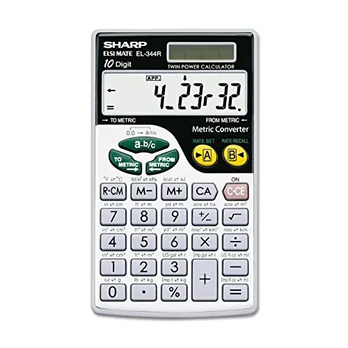 Sharp El344rb Metrik Konvertatsiya Hisoblagichi, 10 ta raqamli LCD - 1