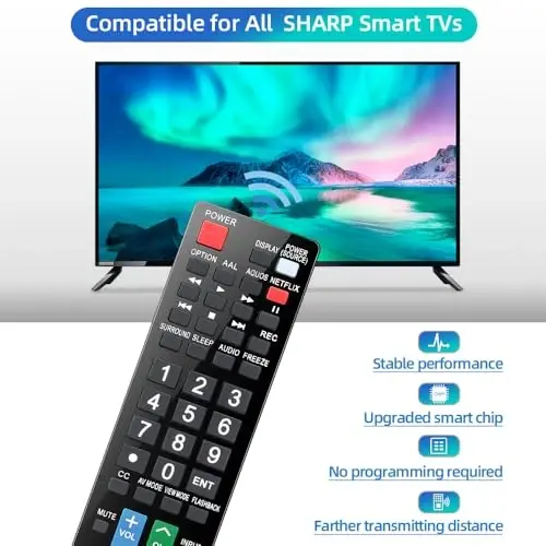 for Sharp-Smart-TV-Remote-Replacement, Universal Remote Control for All Sharp AQUOS HDTV 3D LCD LED Smart TVs - 5