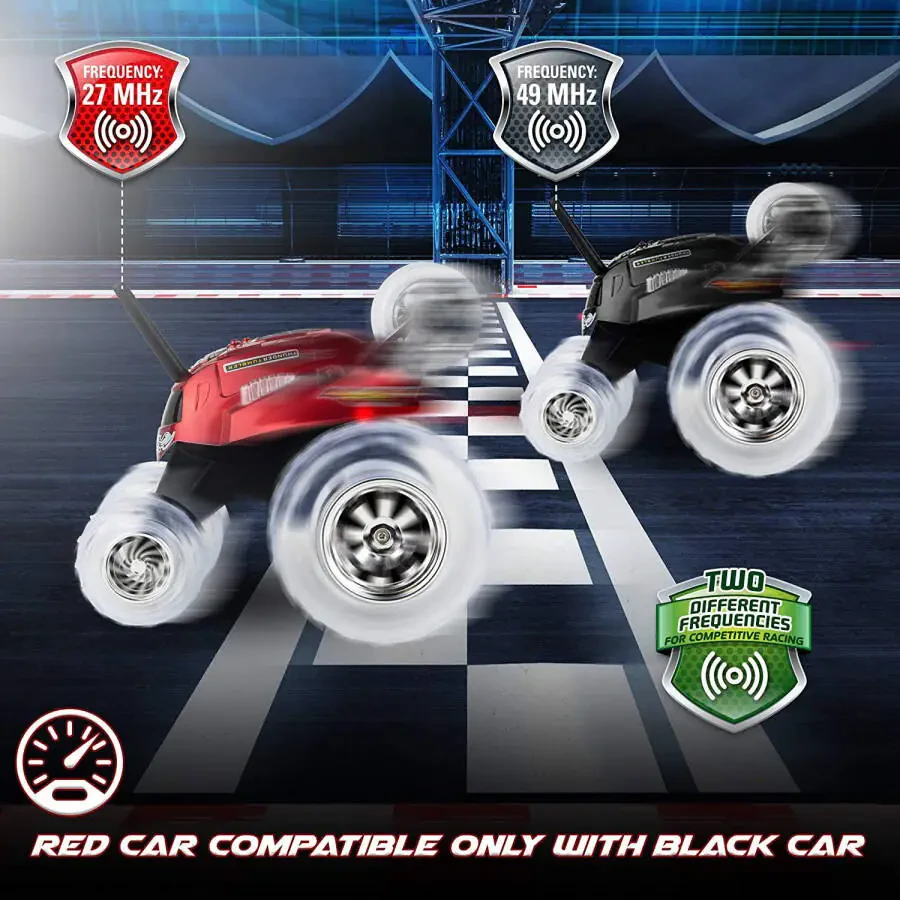 Sharper Image® Thunder Tumbler Пульт бошқарувли машинкаси, LED ёритиш ва 360° айланиш билан, 6 ёшдан катталар учун, Қизил ранг - 5