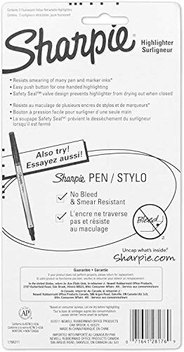 SHARPIE 1740822 Kemerli Fosforlu Kalem, İnce Uç, Floresan Sarı, 5'li - 5