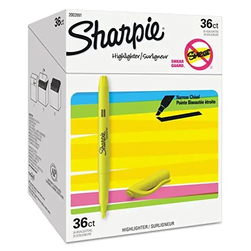 Sharpie Pocket Highlighters Chisel Tip Fluorescent Yellow 36-Count Set for Office Supplies School Supplies Bible Study and Home Office Essentials - 1