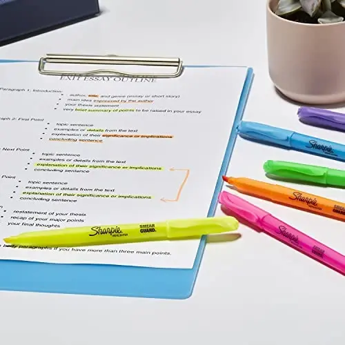 Sharpie Pocket Highlighters, Chisel Tip, Quick Dry, Assorted Fluorescent Colors, 12 Count - For Studying, Note-Taking, School, College, Office, Student & Teacher Supplies - 6
