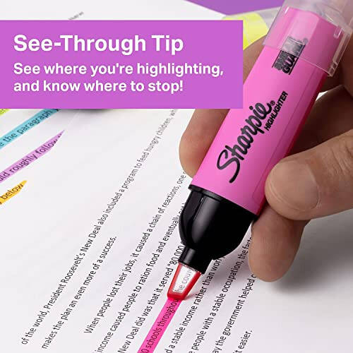 SHARPIE Clear View Highlighter, Chisel Tip Fluorescent And Pastel Highlighters, See Through Tip Highlighter Marker Set, Tank Highlighter, Assorted Colors, 8 Count - 2