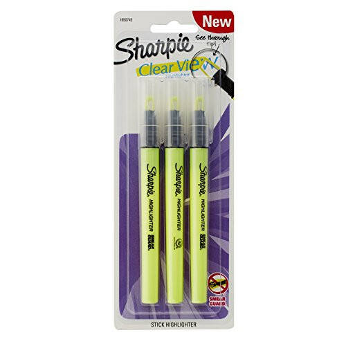 SHARPIE Clear View Highlighter Stick, Yellow, 3/Pack (1950745) - 1