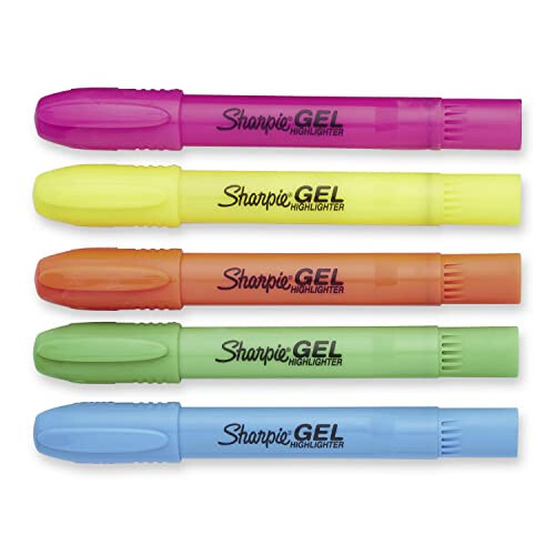 Sharpie Gel Highlighter, Bullet Tip, Assorted Fluorescent Highlighter Markers, 5 Count Pack, Smear And Bleed Resistant, Long-Lasting And Won'T Dry Out - 2