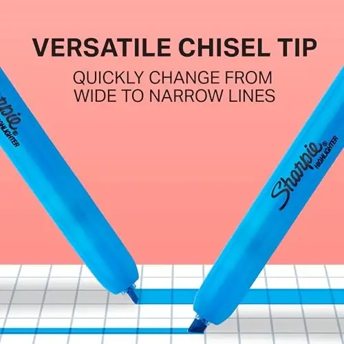 Sharpie Retractable Highlighters Chisel Tip Highlighter Marker Set Fluorescent Highlighters Classroom Journaling Study Supplies Assorted Colors 8 Count - 5