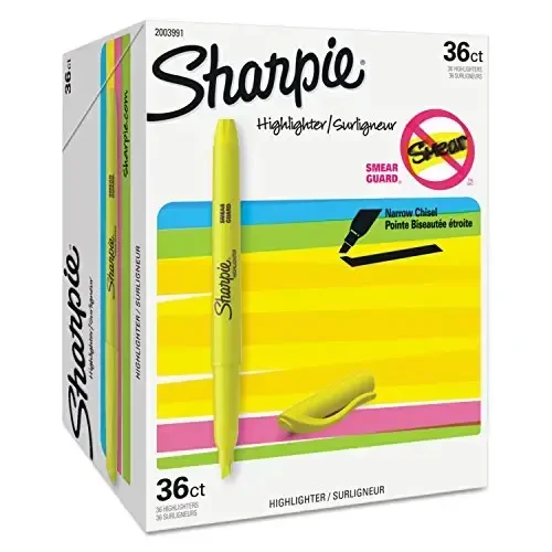 Sharpie Pocket Highlighters Chisel Tip Fluorescent Yellow 36-Count Set for Office Supplies School Supplies Bible Study and Home Office Essentials - 6