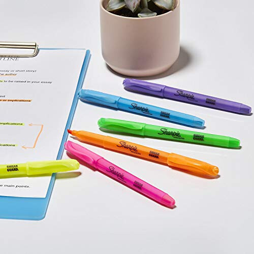 Sharpie Pocket Highlighters, Narrow Chisel Tip Highlighter Marker Set, Pack Of 36 In 6 Assorted Fluorescent And Pastel Highlighters, Ideal For Office Supplies, Teacher Supplies, And School Supplies - 5