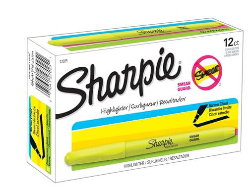 Sharpie Pocket Style Highlighters, Chisel Tip, Fluorescent Yellow, Box of 12 - 2