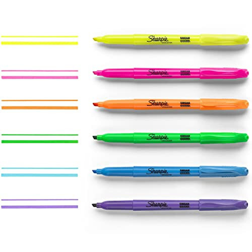 Sharpie Pocket Style Highlighters, Chisel Tip Highlighter Marker Set, Assorted Fluorescent Highlighters, Perfect For Office Supplies, School Supplies, 12 Count - 3