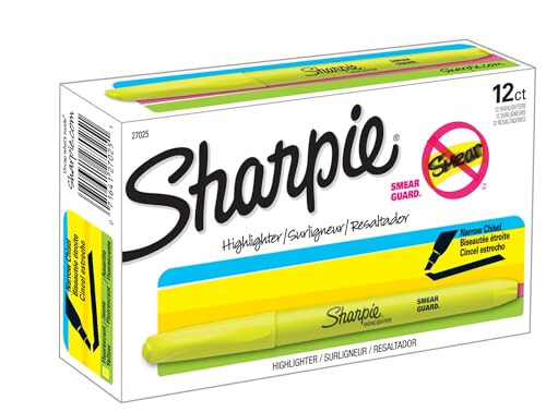 Sharpie Pocket Style Vurgulayıcılar, İnce Uçlu, Fosforlu Sarı, 12'li Paket - 2