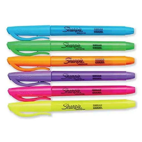 Sharpie Pocket Highlighters, Chisel Tip Highlighter Marker Set, Office Supplies And Classroom Supplies, Stocking Stuffers, Assorted Colors, 24 Count - 2