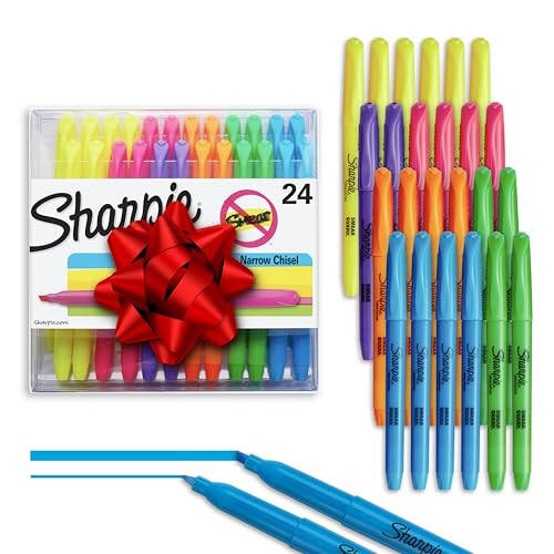 Sharpie Pocket Vurgulayıcıları, Uçlu Vurgulayıcı Seti, Ofis ve Sınıf Malzemeleri, Çorap Doldurucu, Çeşitli Renkler, 24'lü - 1