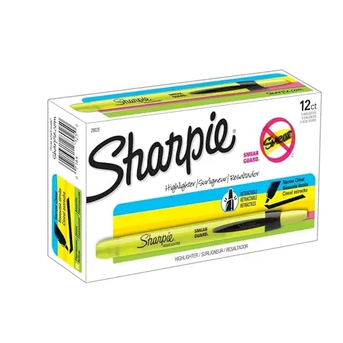 SHARPIE qaytib olinadigan nurlarni belgilovchi qalamlar, Chamfer uchli, Floresan sariq, 12 son - 2