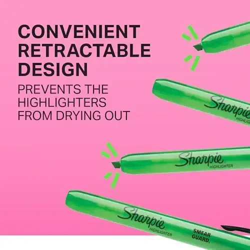 SHARPIE Retractable Highlighters, Chisel Tip, Fluorescent Yellow, 12 Count - 3