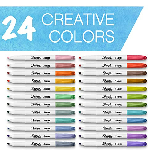 SHARPIE S-Note Creative Markers, Pastel Highlighters, Art Marker Set, Assorted Colors, Chisel Tip, 24 Count - 4