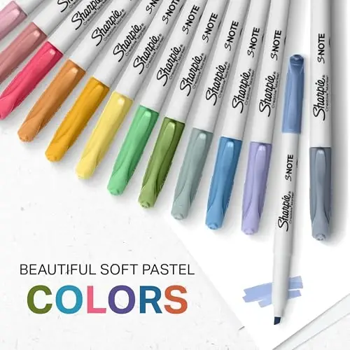 SHARPIE S-Note Creative Markers, Pastel Highlighters, Art Marker Set, Assorted Colors, Chisel Tip, 24 Count - 5