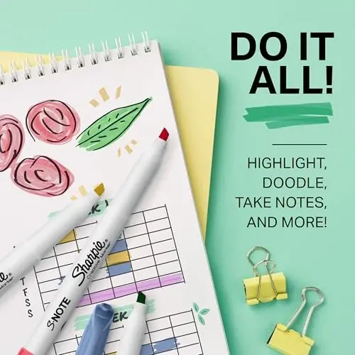 Sharpie S-Note Yaratıcı İşaretleyiciler, Pastel Fosforlu Kalemler, Sanat Markör Seti, Çeşitli Renkler, Kesik Uç, 36 Adet - Okula Dönüş, Renkli Öğretmen Gereçleri, Bullet Journaling, Eğlenceli Ofis Malzemeleri - 3
