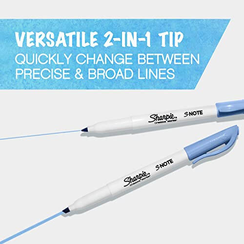 SHARPIE S-Note Yaratıcı İşaretleyiciler, Pastel Vurgulayıcılar, Sanatsal İşaretleyici Seti, Çeşitli Renkler, Keski Uçlu, 24 Adet - 6