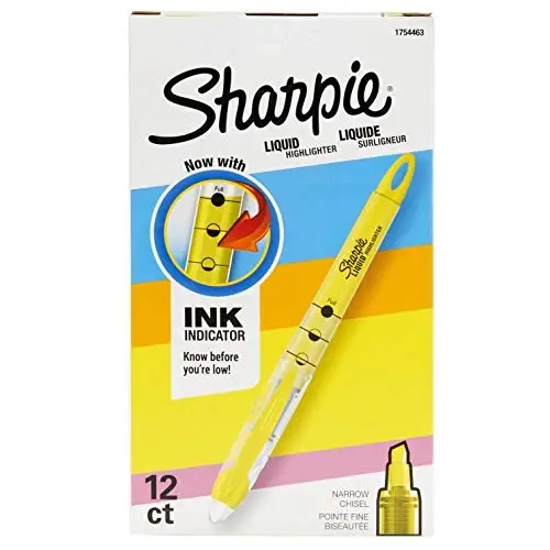 SHARPIE Liquid Highlighters, Chisel Tip, Fluorescent Yellow, 12 Count (Pack of 12) 