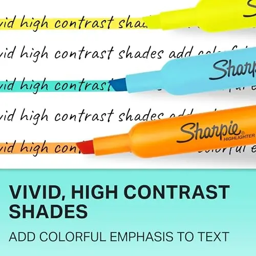 Sharpie Tank Style Highlighters, Chisel Tip Fluorescent Highlighter Marker Set, Office And Teacher Supplies, Assorted, 12 Count - 4