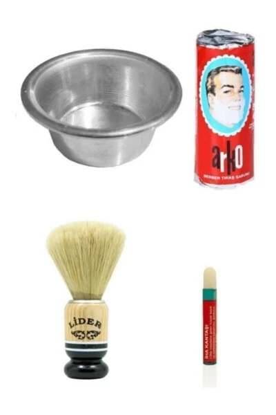 Shaving Set with Barber Type Shaving Soap, Barber Bowl, Super Shaving Brush, and a Gift Box of Alum Stone - ABNTURK